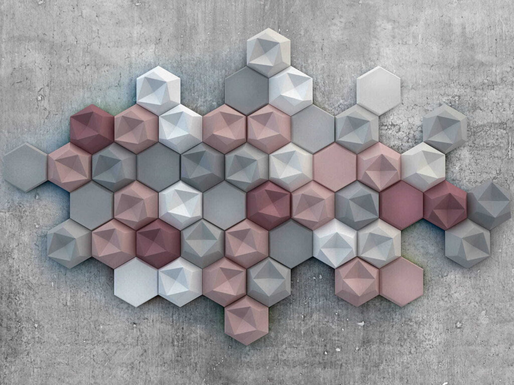Esagoni su grigio — design completo