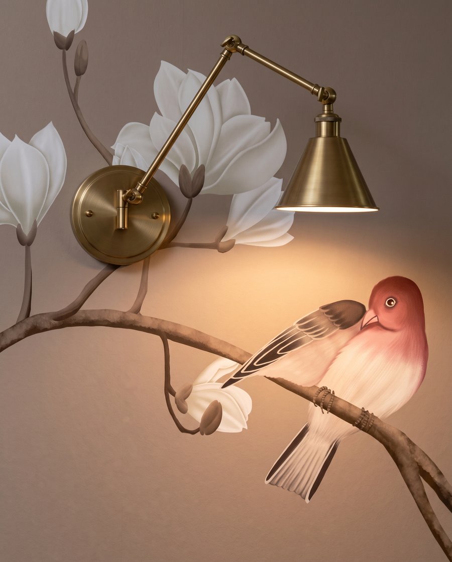 Uccellini tra rami fioriti — dettaglio