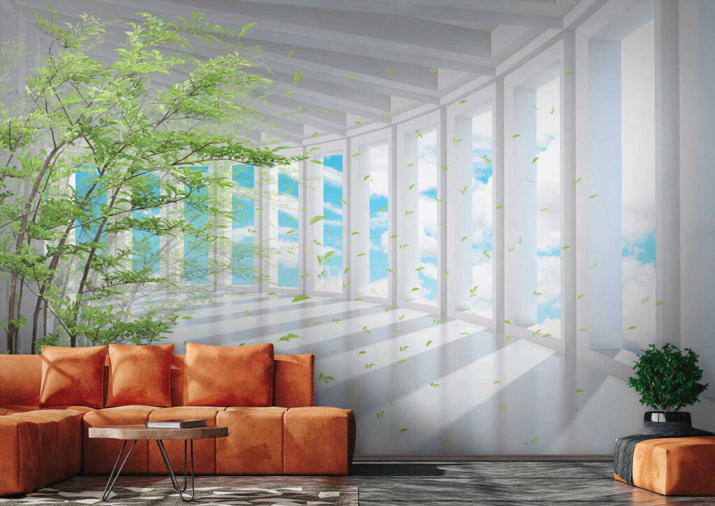 Corridoio luminoso con bambù — ambiente 8