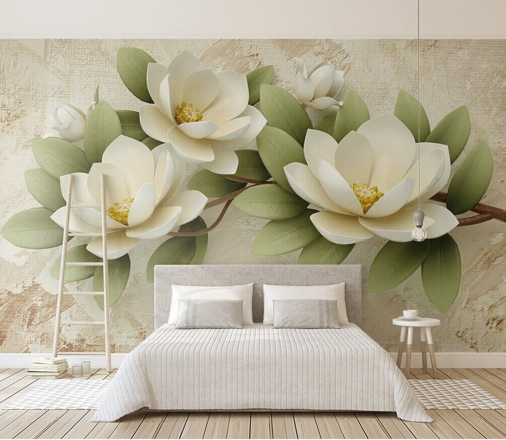 Magnolia bianca su beige — ambiente 1