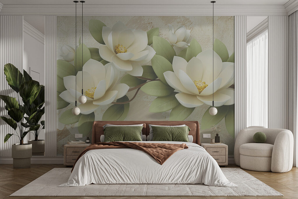 Magnolia bianca su beige — ambiente 3