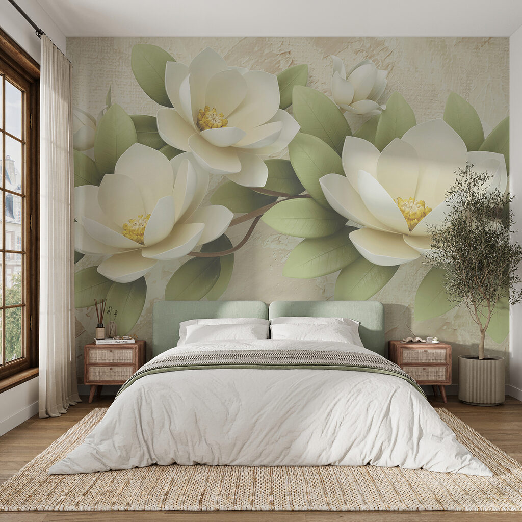 Magnolia bianca su beige — ambiente 4