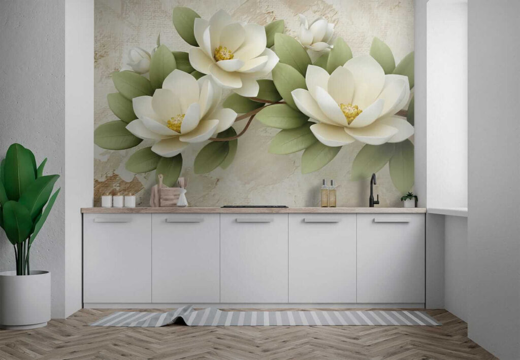 Magnolia bianca su beige — ambiente 2