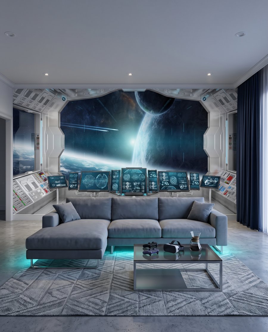 Vista dalla nave spaziale in un ambiente