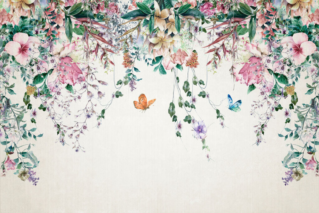 Ghirlande fiorite con farfalle — design completo