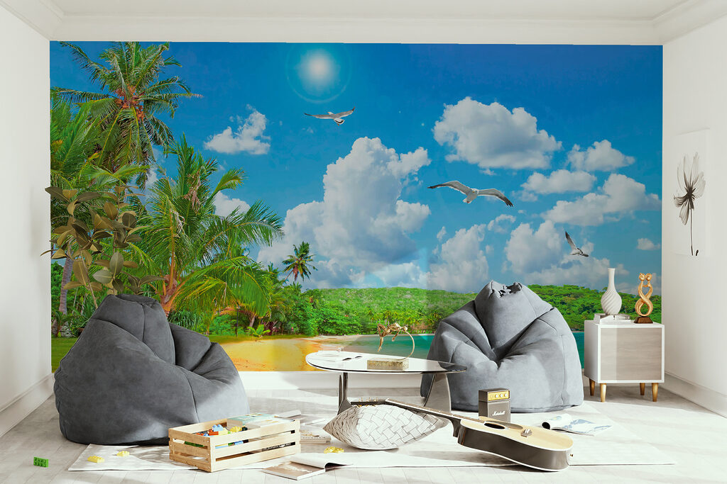 Spiaggia soleggiata con palme — ambiente 12
