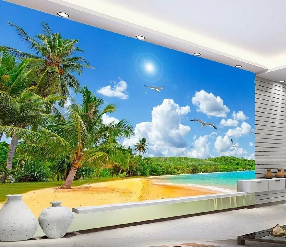 Spiaggia soleggiata con palme — ambiente 1