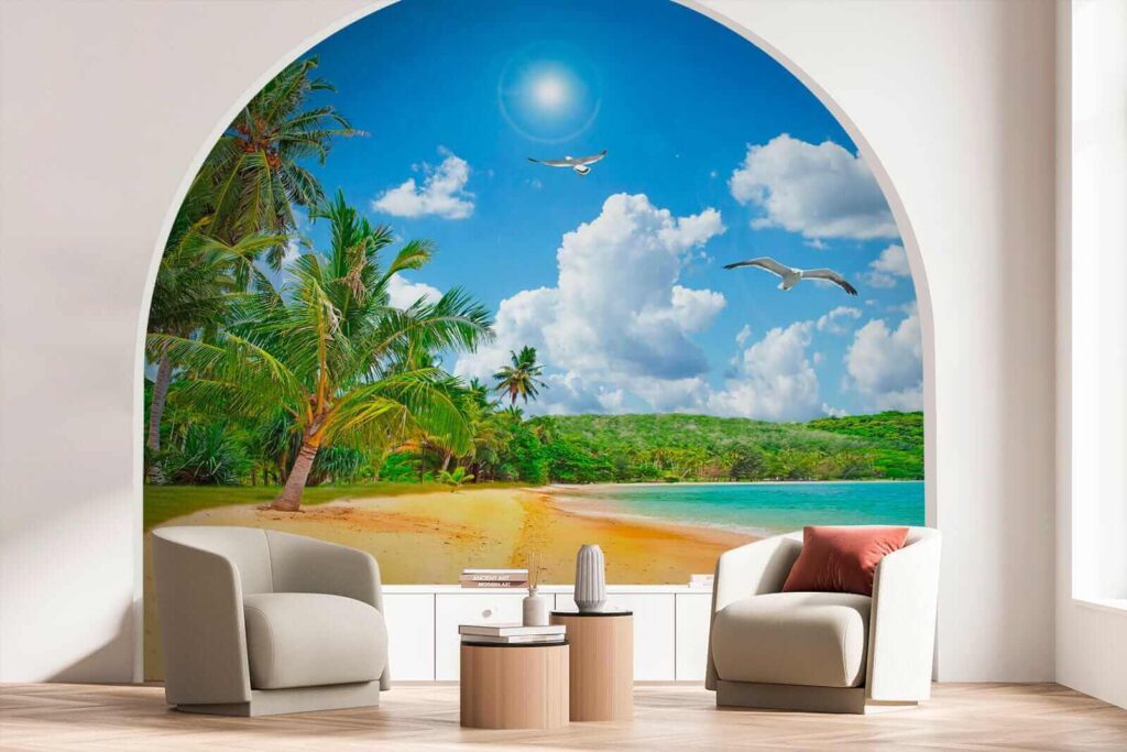 Spiaggia soleggiata con palme — ambiente 8