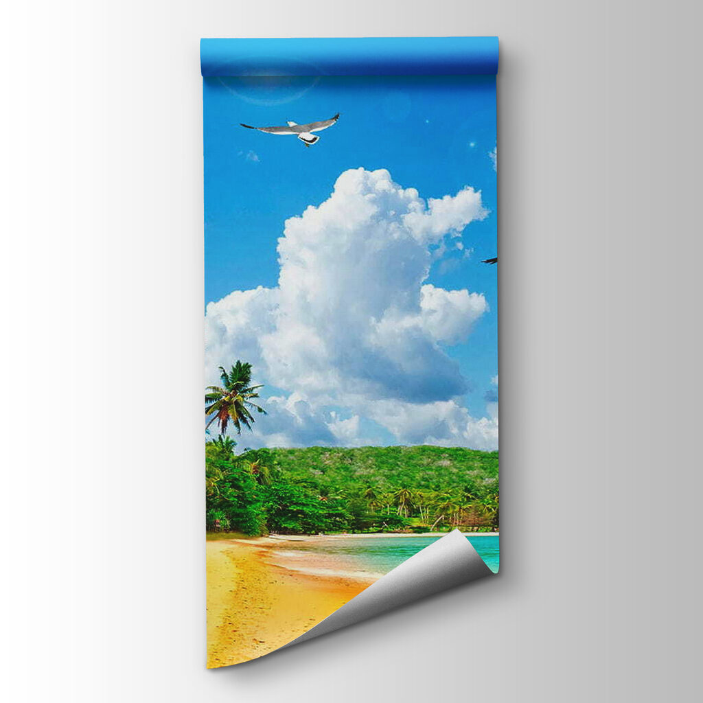 Spiaggia soleggiata con palme — vista del prodotto