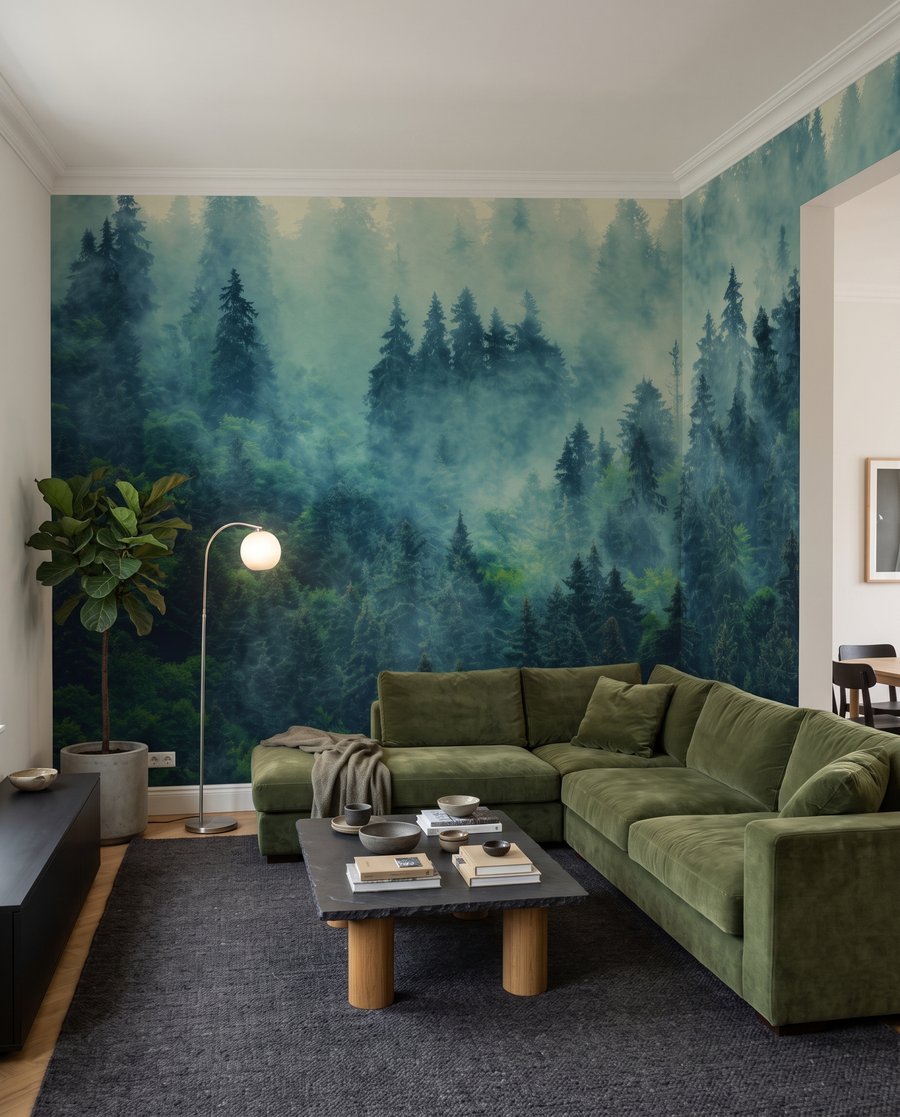 Chiome verdi nella nebbia — ambiente 3