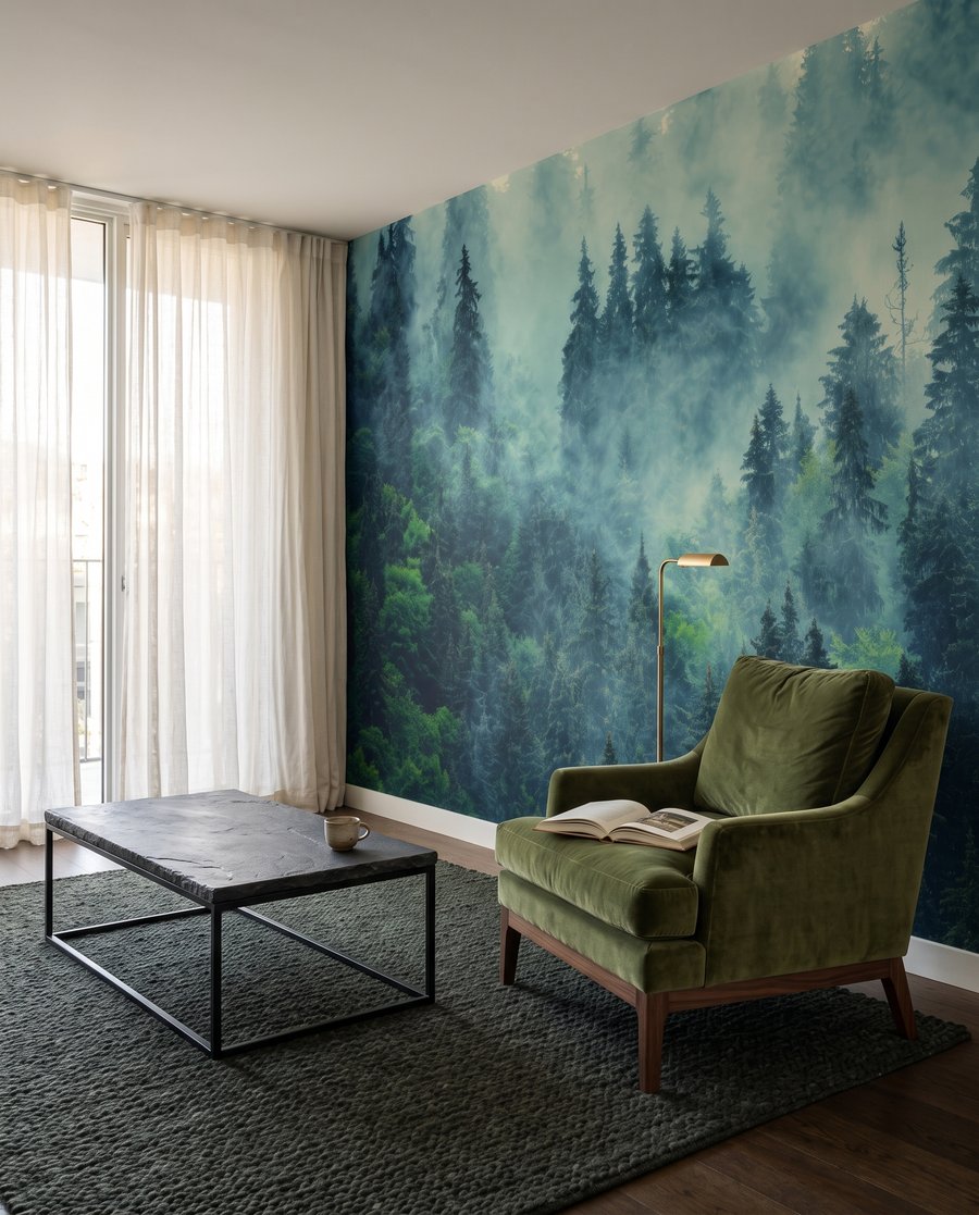 Chiome verdi nella nebbia — ambiente 4