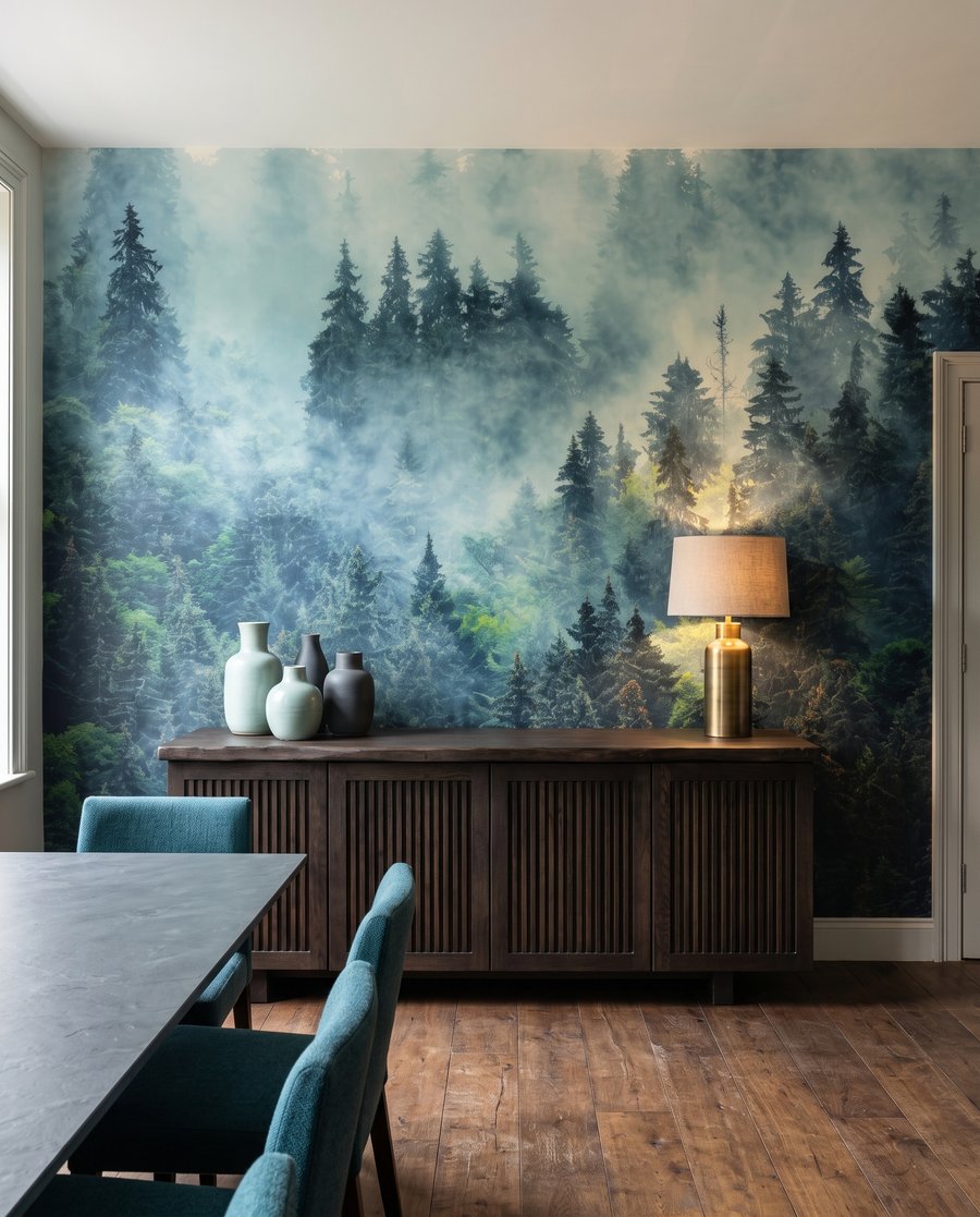 Chiome verdi nella nebbia — ambiente 6