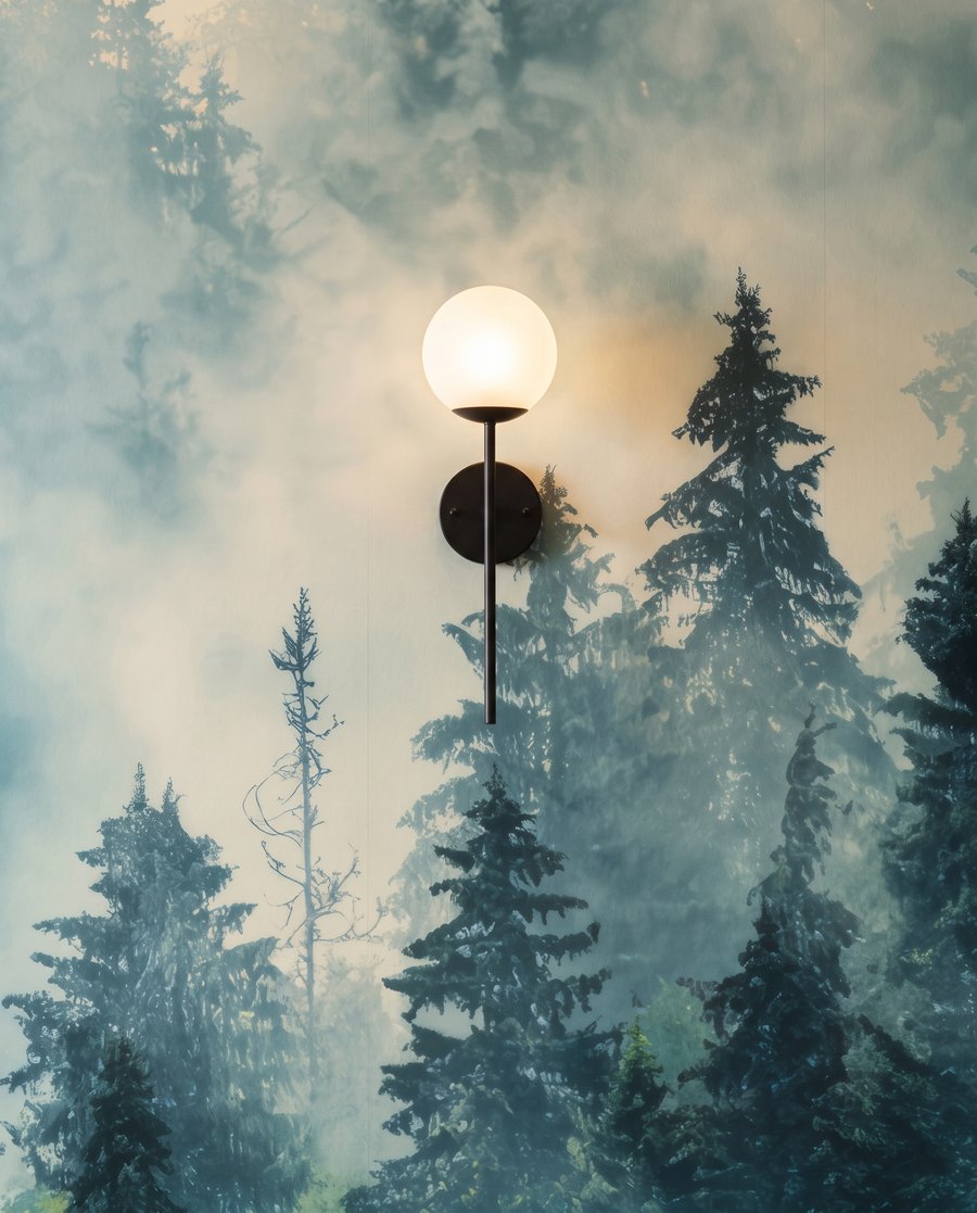 Chiome verdi nella nebbia — dettaglio