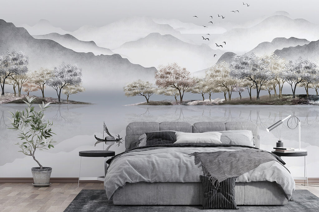 Barche sul lago nebbioso — ambiente 2