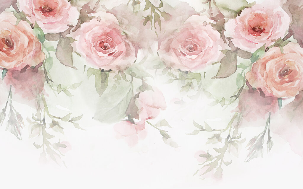 Rose rosa in alto — design completo