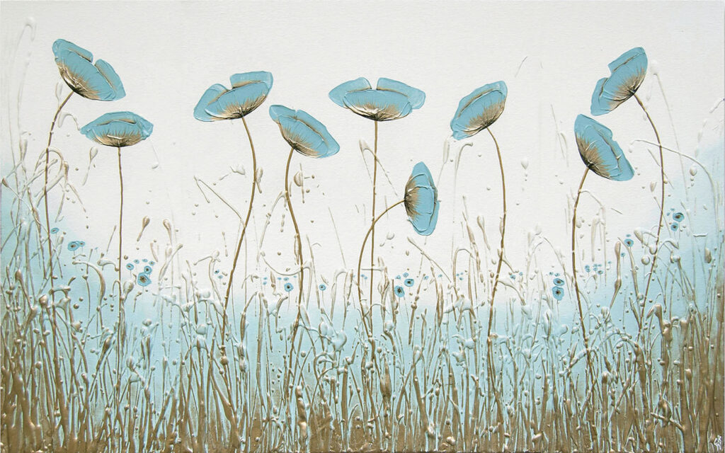 Fiori blu sopra l’erba — design completo
