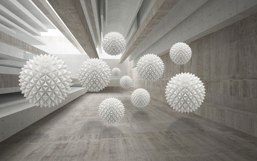 Sfere chiare nel corridoio — design completo