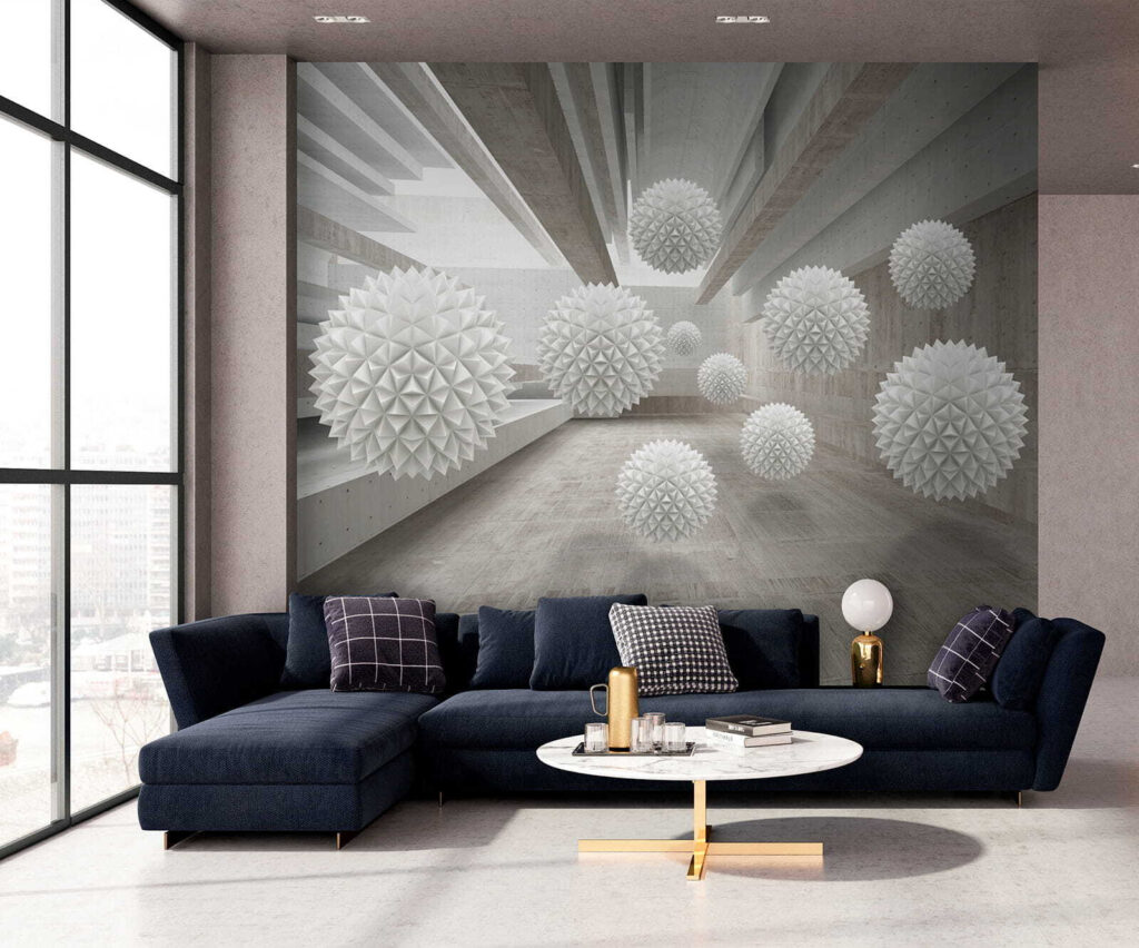 Sfere chiare nel corridoio — ambiente 8