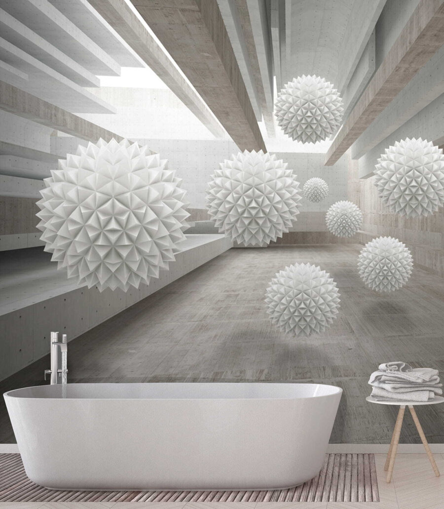 Sfere chiare nel corridoio — ambiente 9