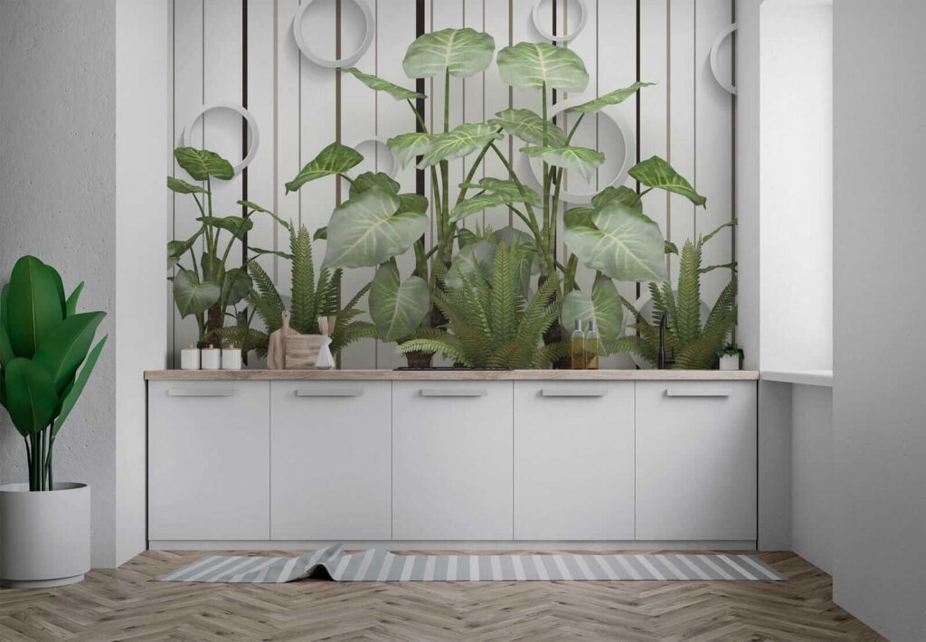 Foglie e cerchi bianchi — ambiente 5