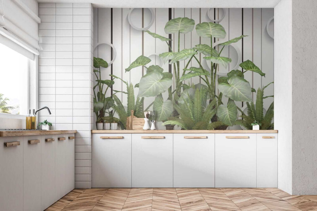 Foglie e cerchi bianchi — ambiente 6