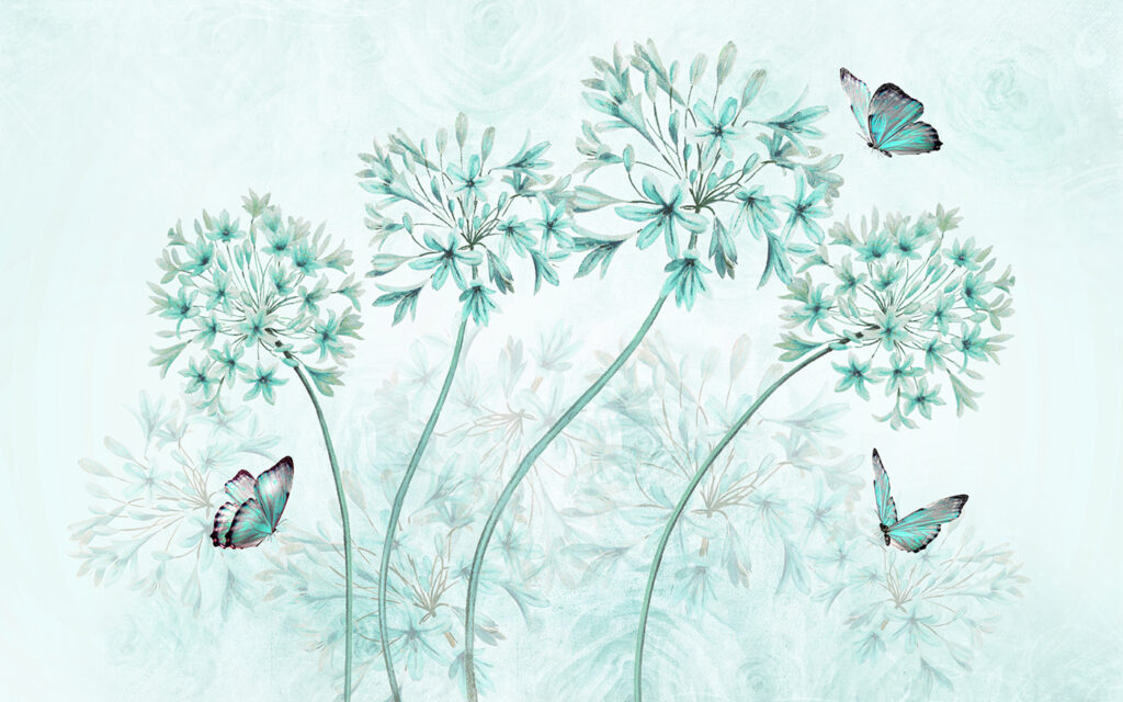 Fiori blu a stella — design completo