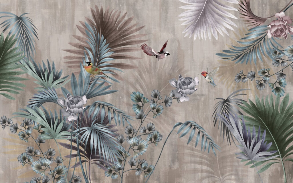 Fronde di palma grigio-azzurre — design completo