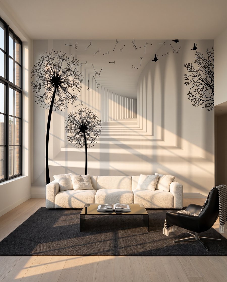 Soffioni lungo colonne bianche — ambiente 2