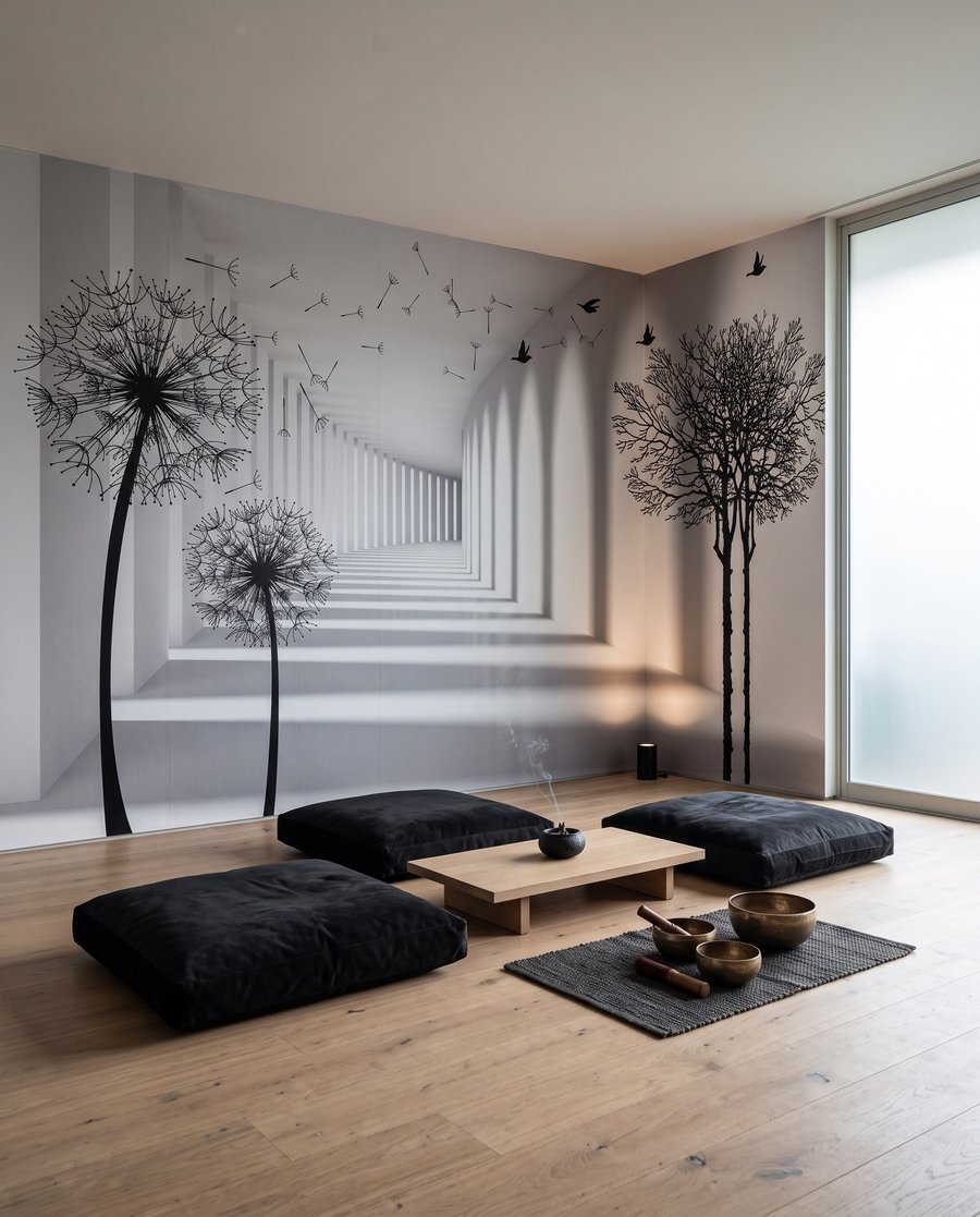 Soffioni lungo colonne bianche — ambiente 3