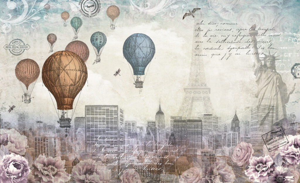 Mongolfiere sopra la città — design completo
