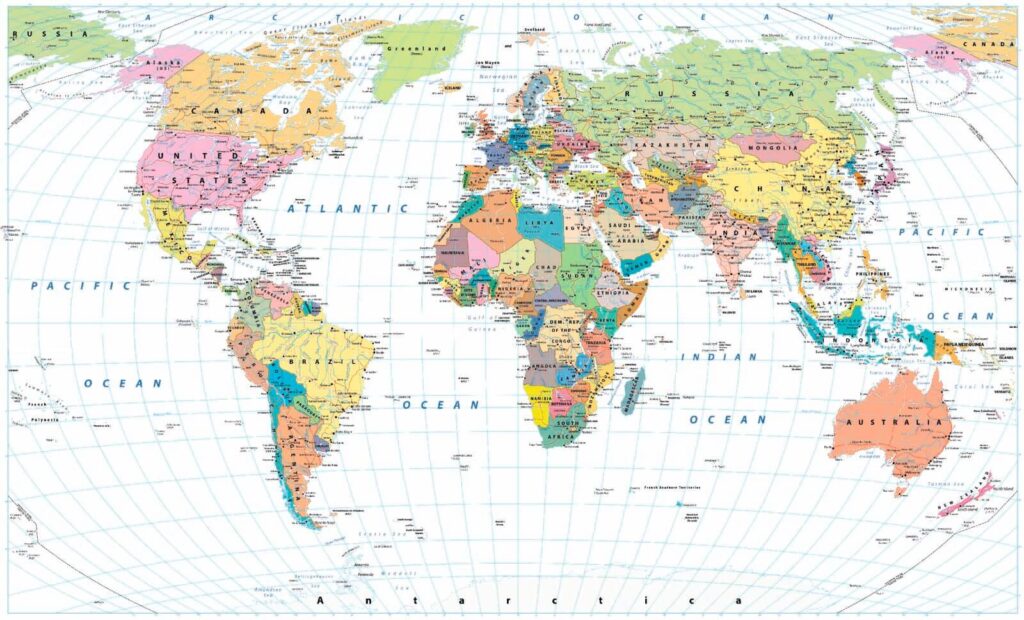 Mappa del mondo colorata — design completo