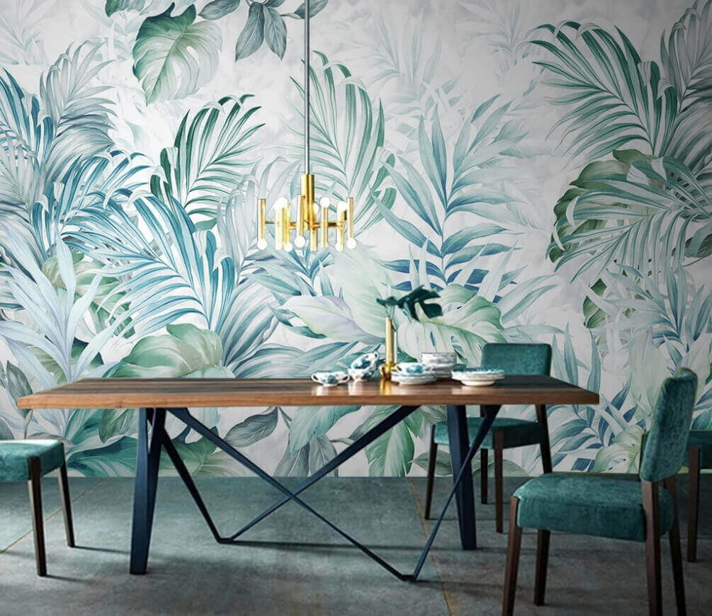 Foglie turchesi su bianco — ambiente 1