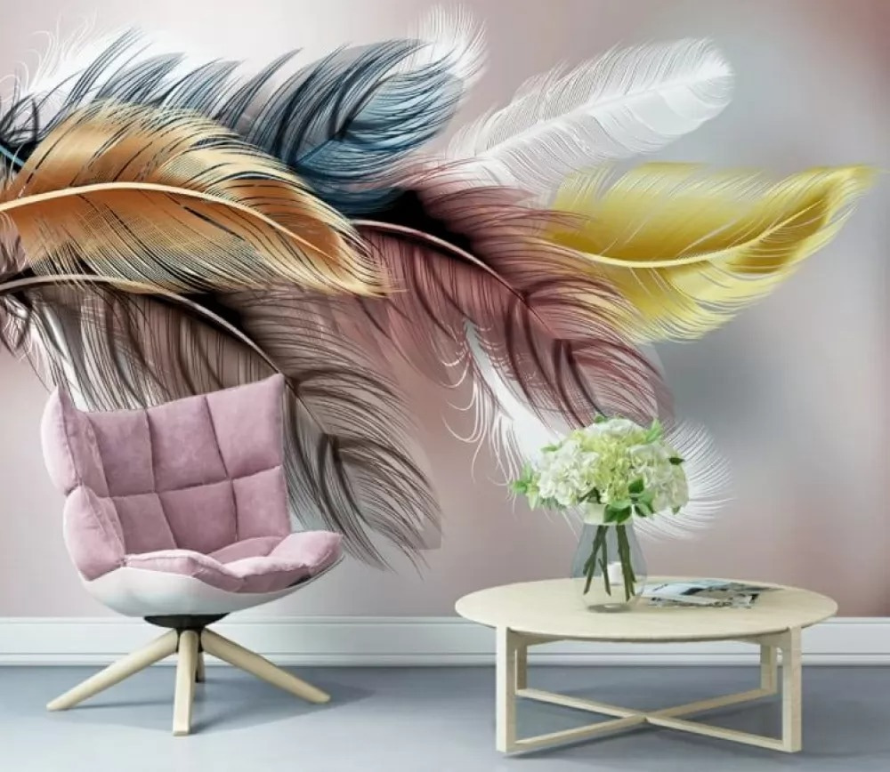 Piume su rosa tenue — ambiente 1