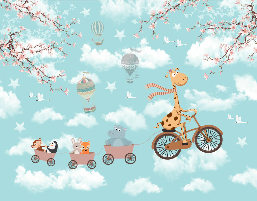 Giraffa in bicicletta — design completo