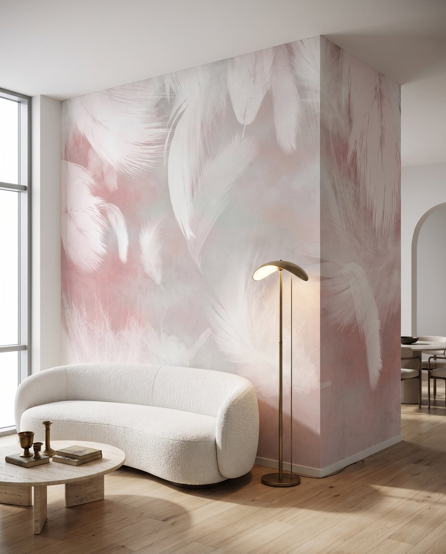 Piume rosa che scendono — ambiente 5