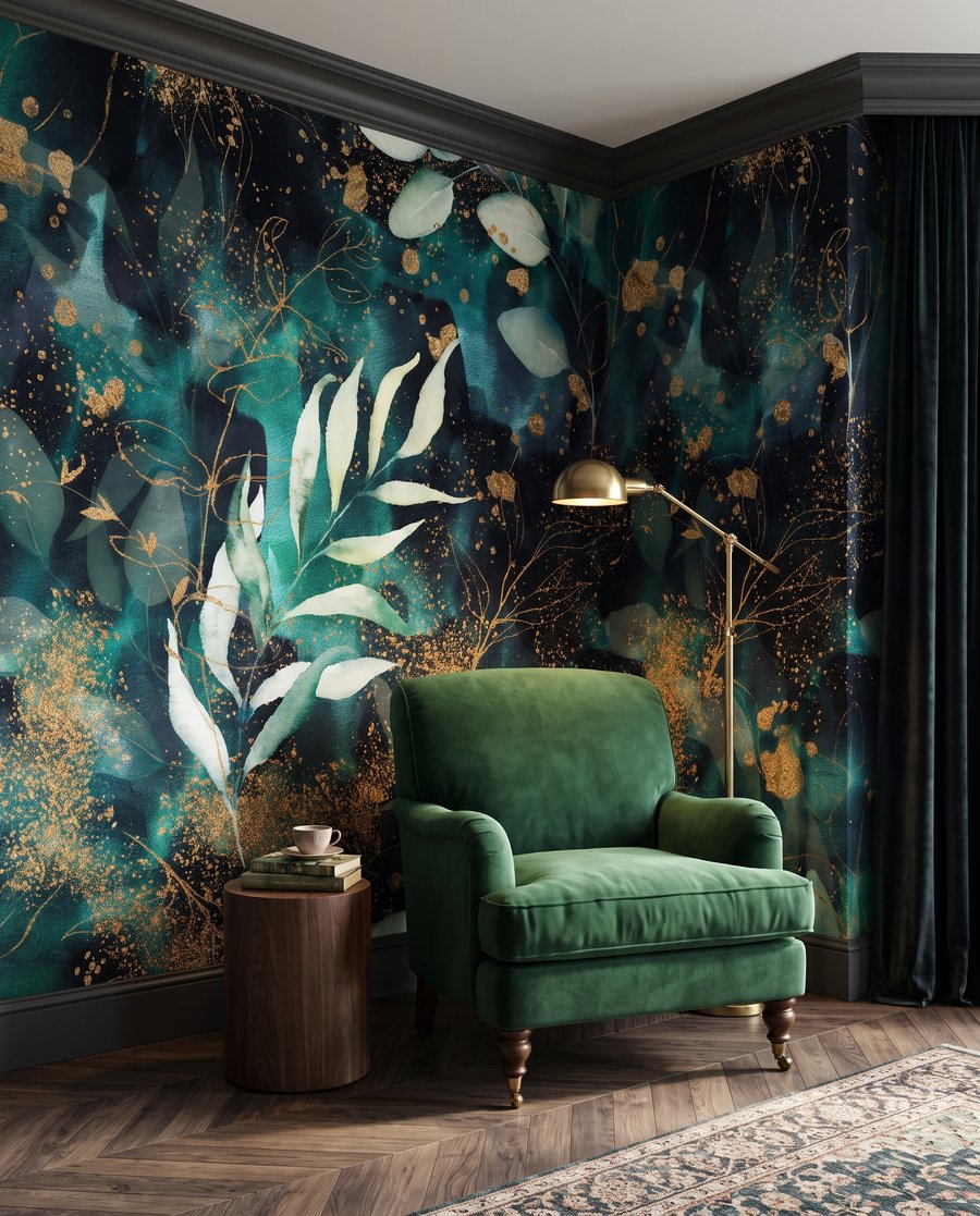 Foglie nel verde notturno — ambiente 3
