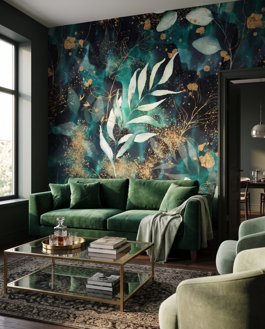 Foglie nel verde notturno — ambiente 4