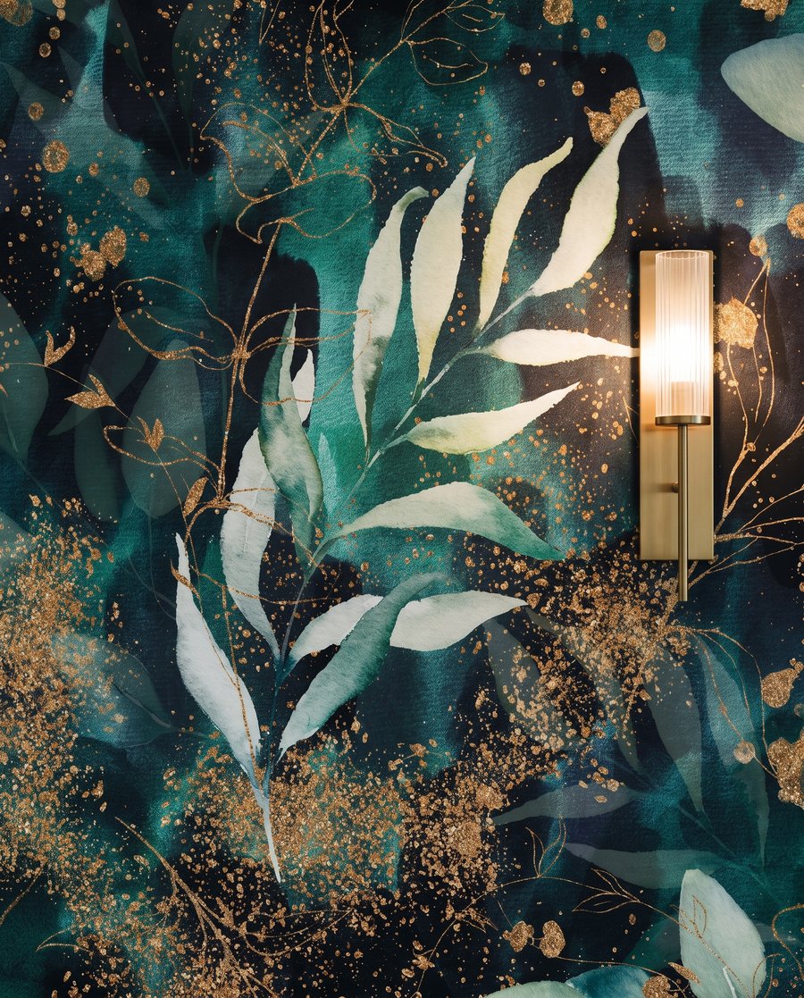 Foglie nel verde notturno — dettaglio