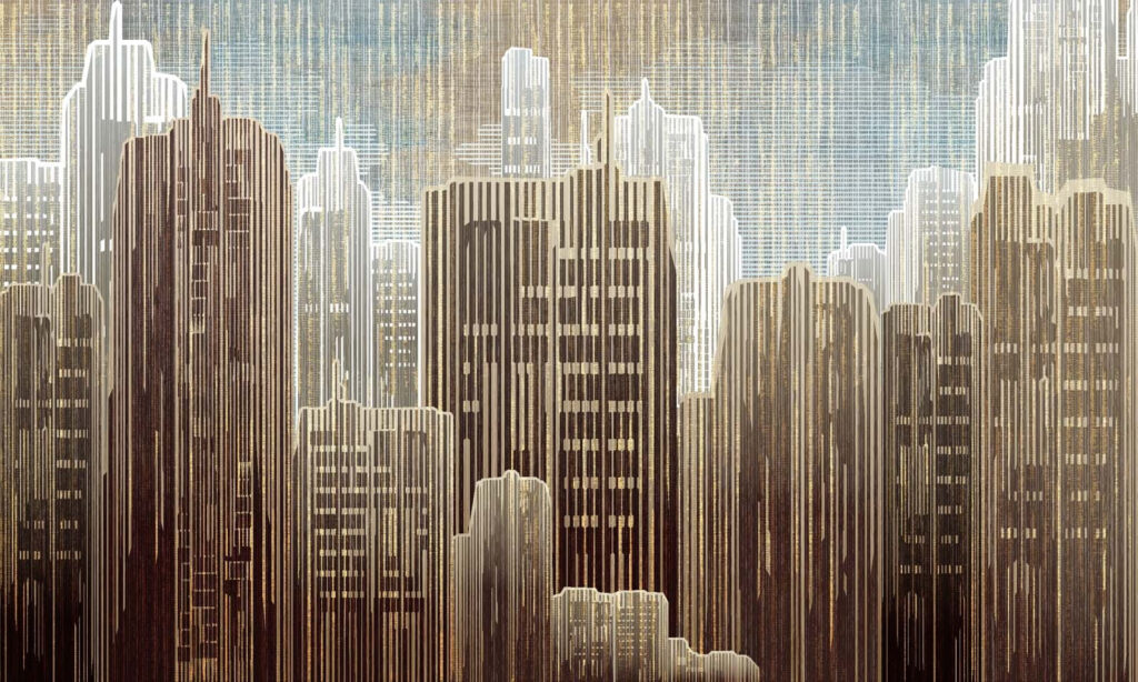 Città tra linee dorate — design completo