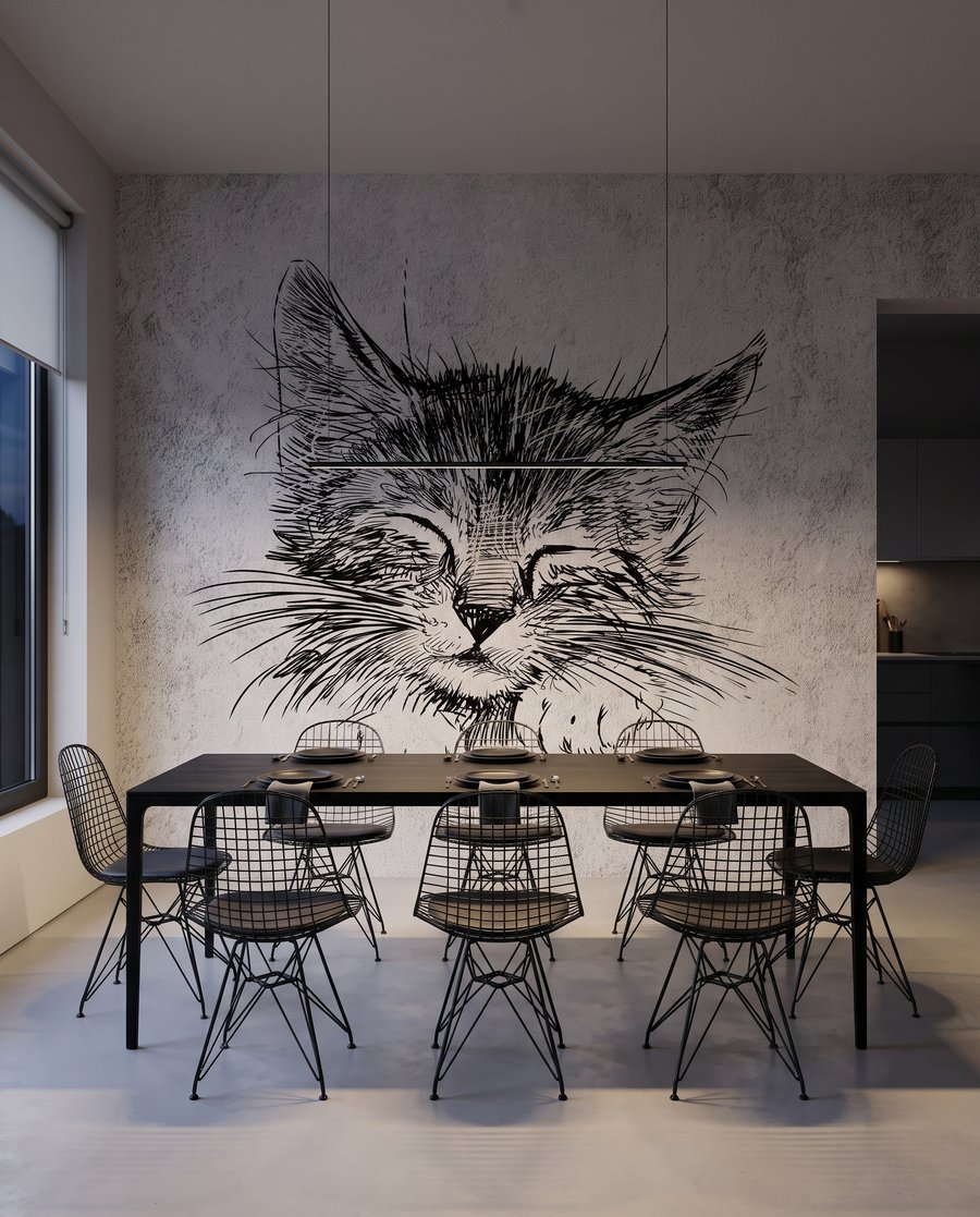 Gatto assonnato in un ambiente