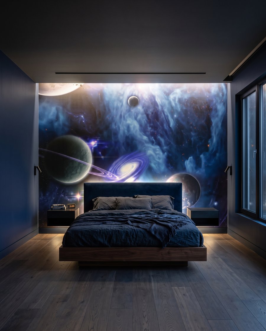 Universo blu-violetto in un ambiente