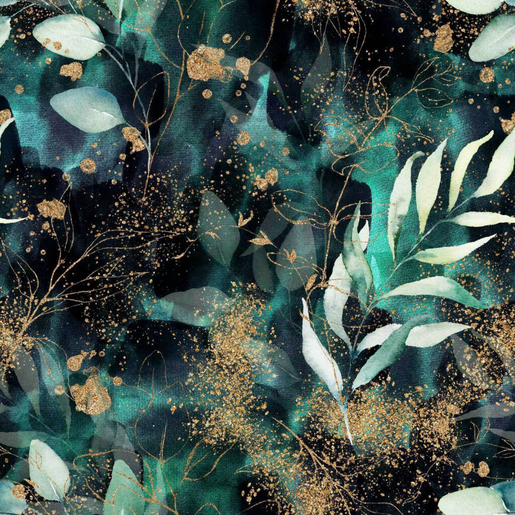 Foglie tra rami dorati — design completo