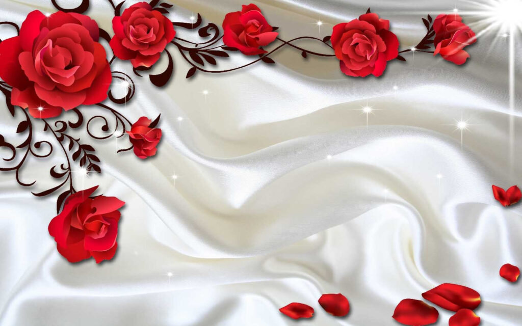 Rose rosse su pieghe — design completo