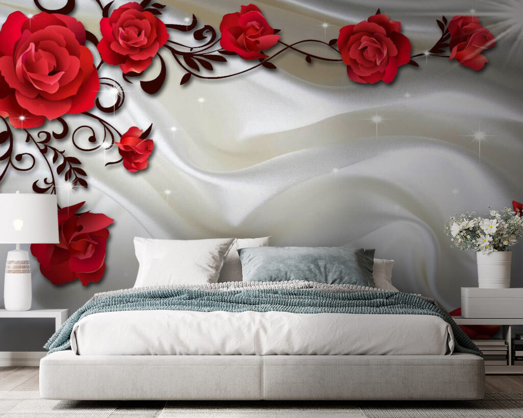 Rose rosse su pieghe — ambiente 1