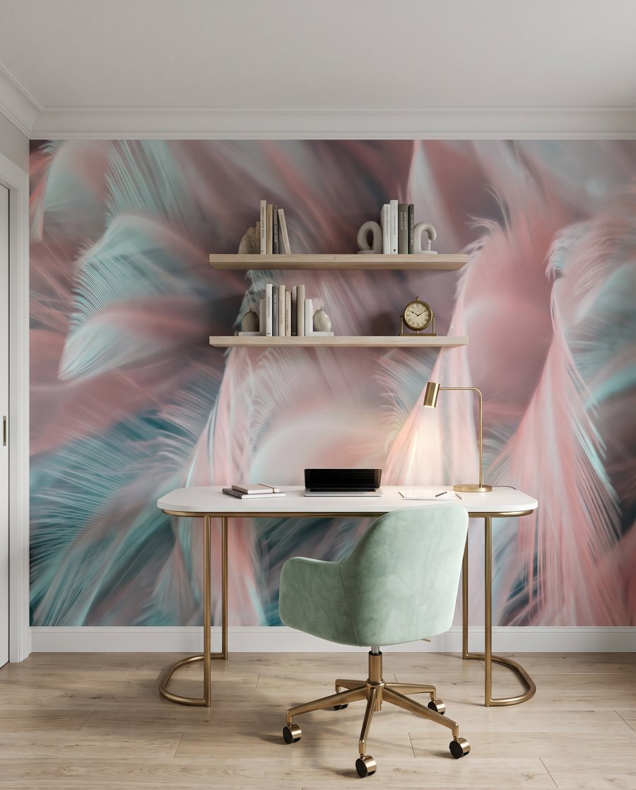 Piume rosa e turchesi — ambiente 3