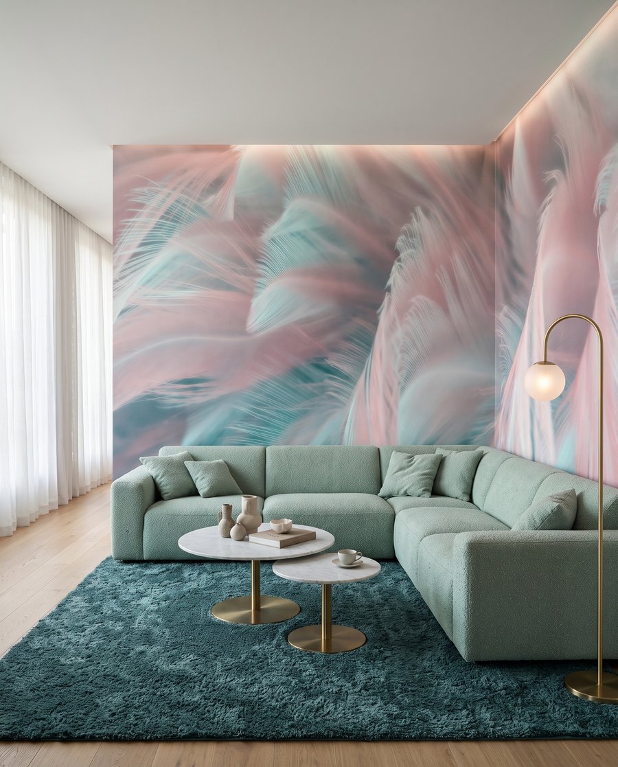 Piume rosa e turchesi — ambiente 4