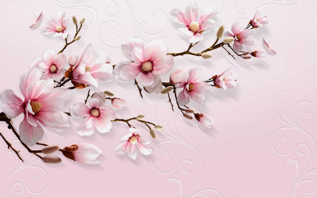 Magnolia su rosa chiaro — design completo