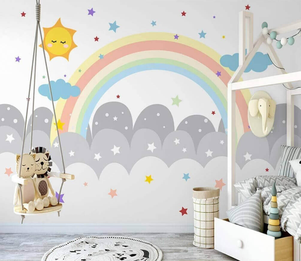 Arcobaleno sopra nuvole tonde — ambiente 1