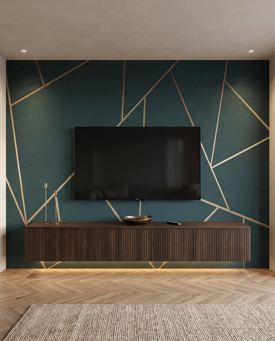 Linee dorate su verde — ambiente 3