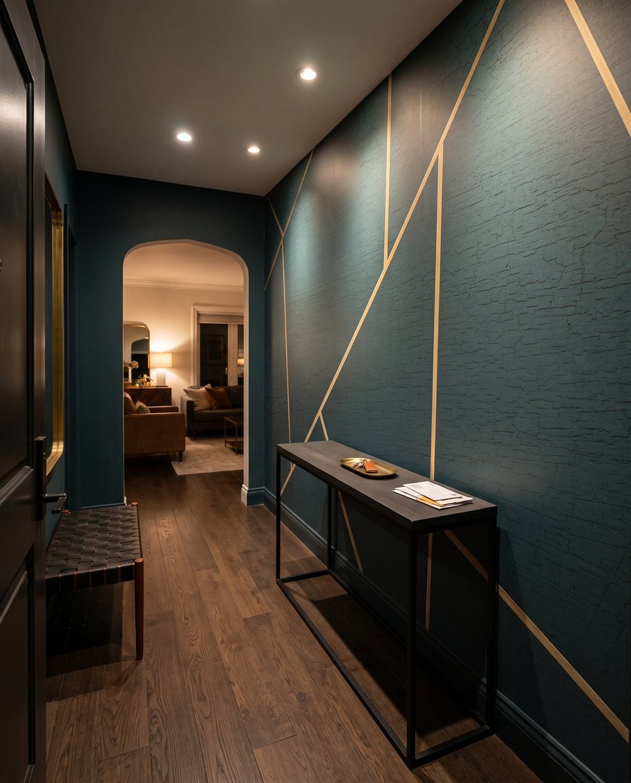 Linee dorate su verde — ambiente 4